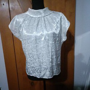 White Blouse with Rose pattern